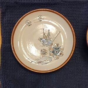 Decorative Plate with Bird and Floral Design